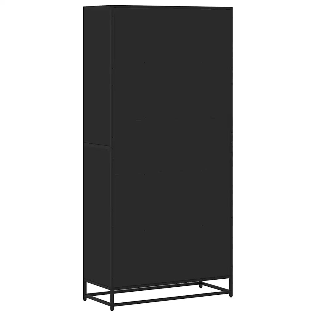 Libreria-Scaffale per Libri-Mobile di Stoccaggio Nera 80,5x35x170,5 cm in Truciolato
