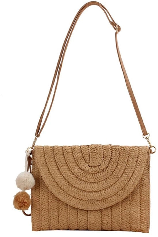 Tas da donna con schiena piatta per viaggi estivi, con cinture a spalla e stile boho, in tessuto lino, colore miele (Lichtbruin)