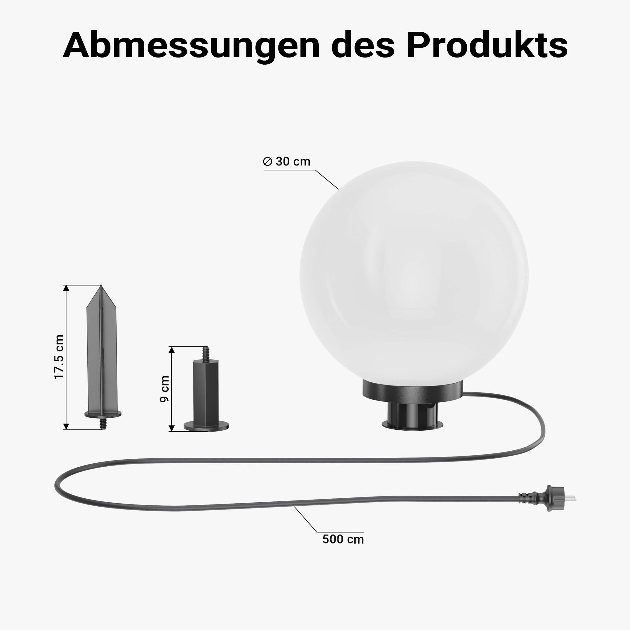 Sfera luminosa per esterno Ø30 cm Lampada da giardino con picchetto IP44 40 W Attacco E-27
