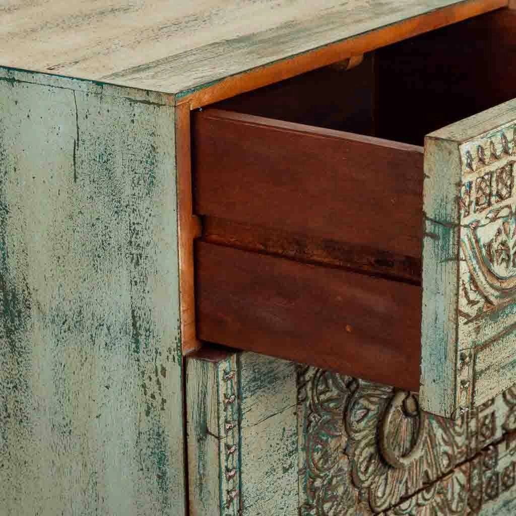 Ssinfonico in legno intagliato verde 45x40x100h