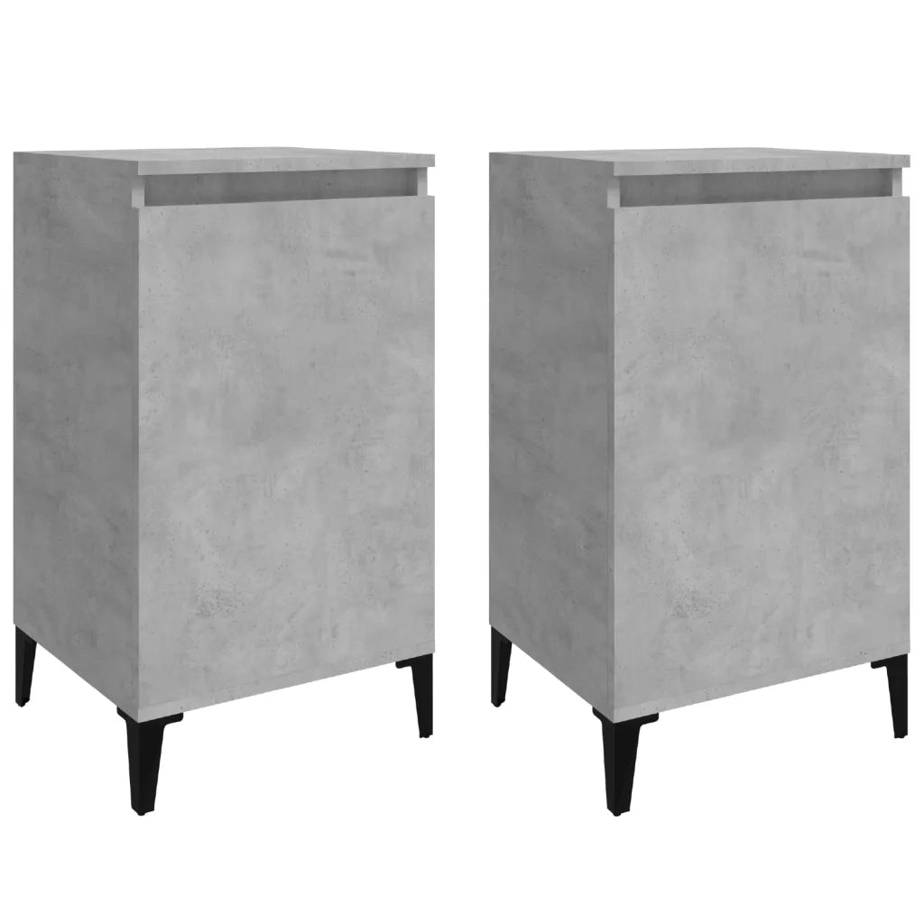 Comodini 2 pz-Set di 2 Tavolino da notte Grigio Cemento 40x35x70 cm in Legno Multistrato 230810