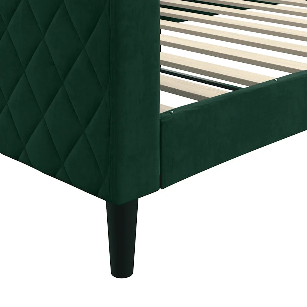 Letto da Giorno Verde Scuro 100x200 cm in Velluto