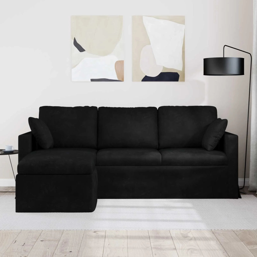 Divano Nero 198 x 134 x 80 cm Velluto