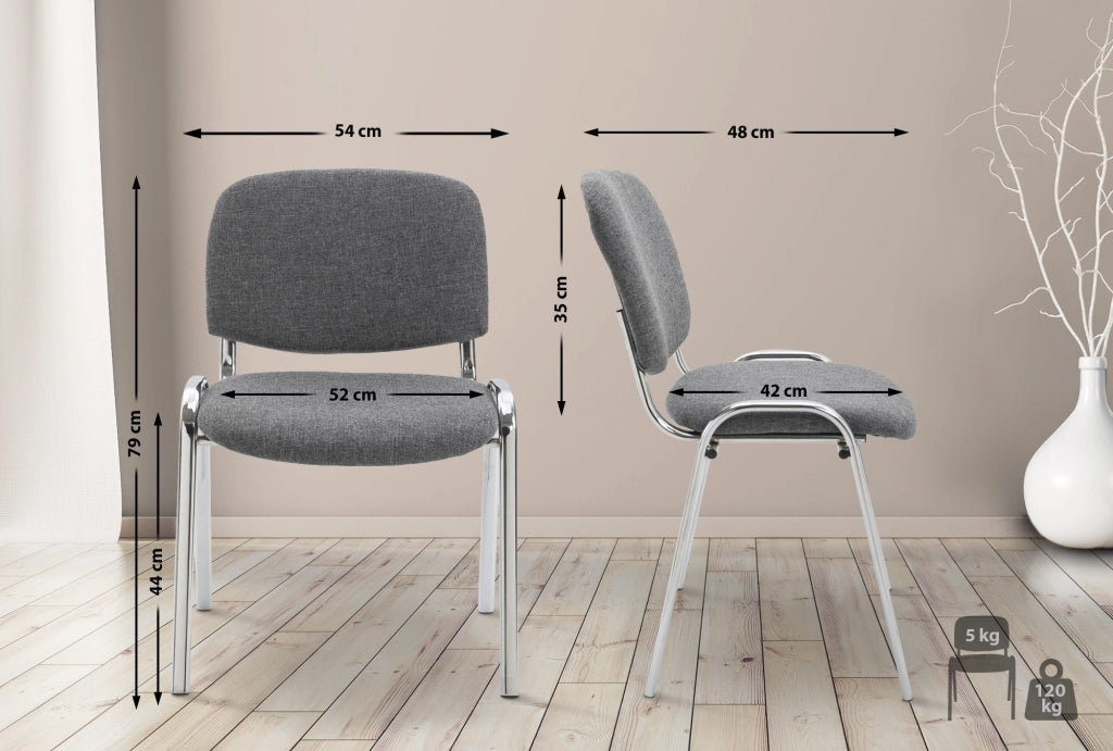 Sedia ospite impilabile KEN in tessuto grigio