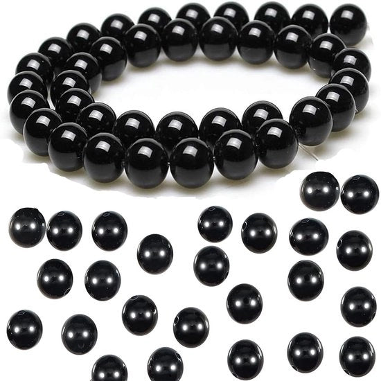 Kralen 100 pezzi - Onice Nero - Kralen a forma rotonda 12 mm - Kralen naturali di alta qualità - Sierade per fai da te - Hars di alta qualità