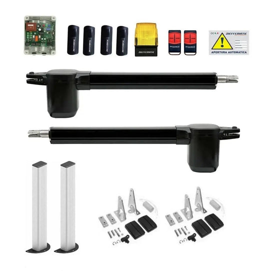 Kit Automazione BHE corsa 400 230v 2 Ante Cancello battente completo di colonnine