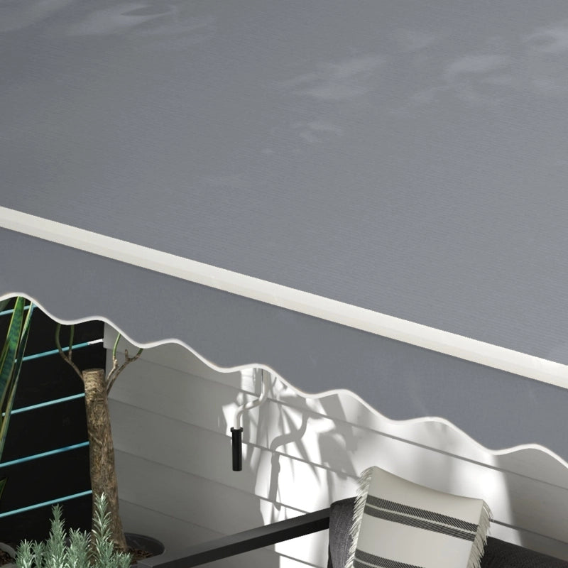 Tenda retrattile protezione solare 3.95 x 2.45 m con manovella telaio metallico tessuto poliestere colore grigio bianco resistente per esterni