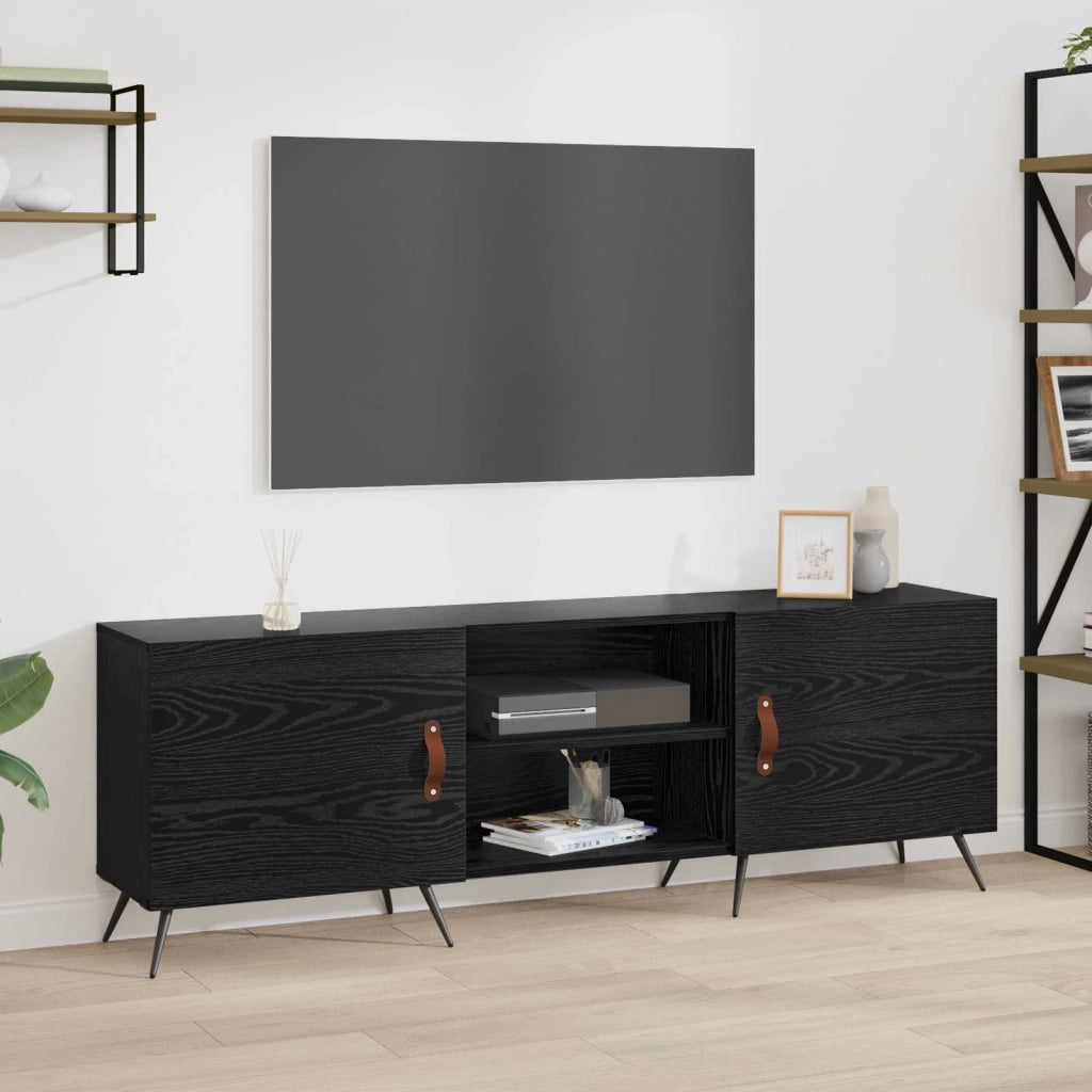 Mobile TV Rovere nero 150 x 30 x 50 cm Legno multistrato 879591