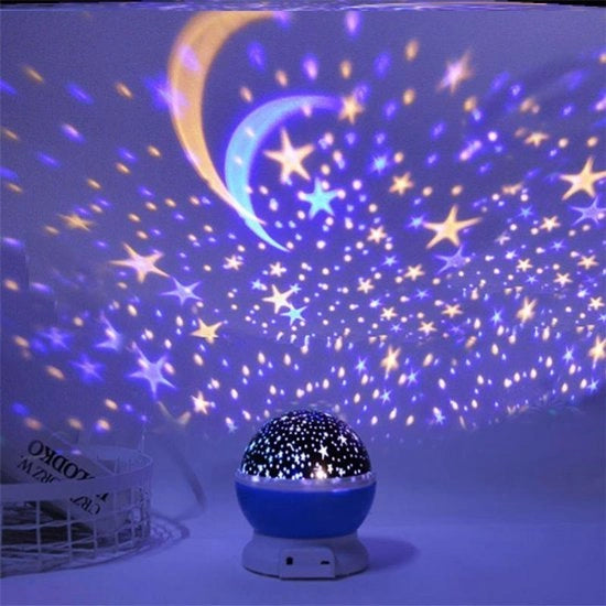 Lampadina da tavolo a forma di pallina con sfondo stellato, LED per notte da posizionare sul comodino