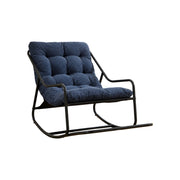 Sedia a dondolo con cuscino spesso e movimento regolabile per soggiorno in acciaio blu navy