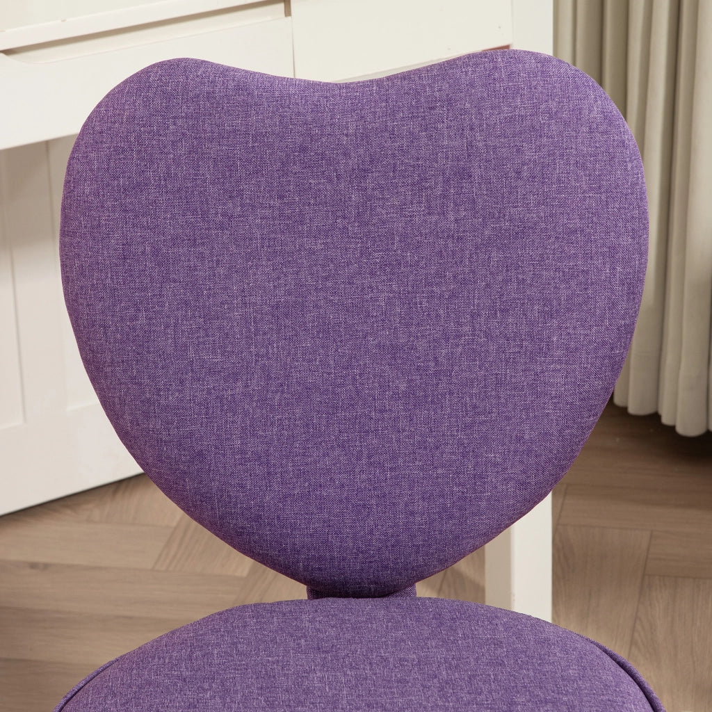 Sedia da Ufficio con Schienale a Cuore ¨C zephmum ¨C Tessuto Viola, 40x50x79-89cm