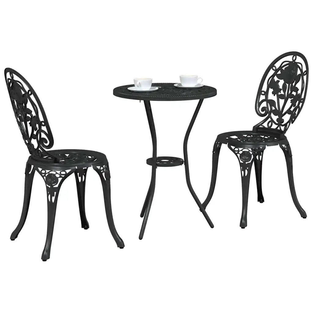Set Bistro da Giardino 3 pz | Set Salotto da Giardino Nero Alluminio