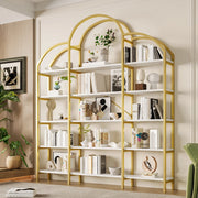 Mobiletto 170x26x190 cm in Acciaio e MDF con 5 Ripiani, Design Nuvola, Colori Oro e Bianco