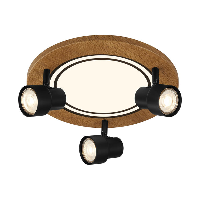 Plafoniera Vintage Huni Metallo Nero 2 Luci Gu10 3000K