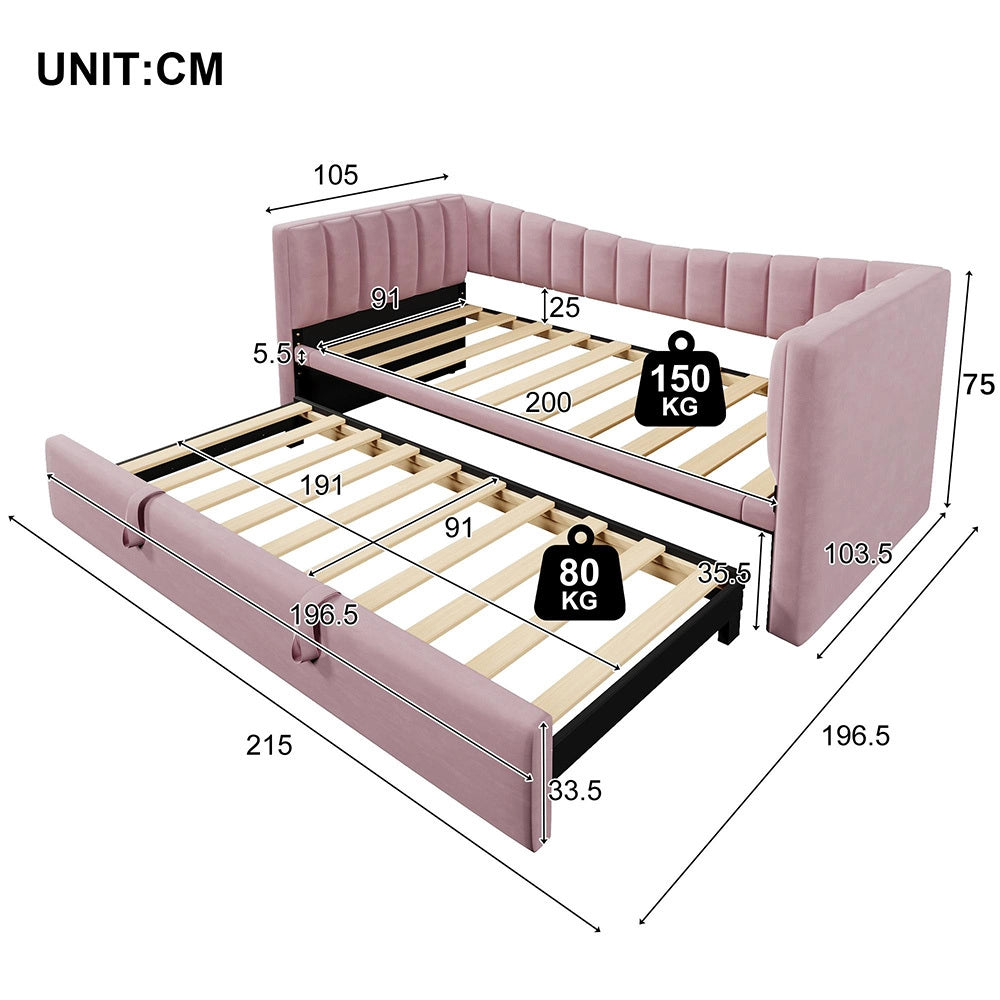 Divano letto daybed - Xylo - 90/180x200 cm letto nascosto rosa