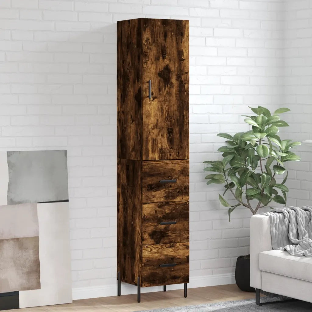 Credenza | Madia | Buffet da pranzo | Armadio da pranzo Rovere Fumo 34,5x34x180 cm in Legno Multistrato