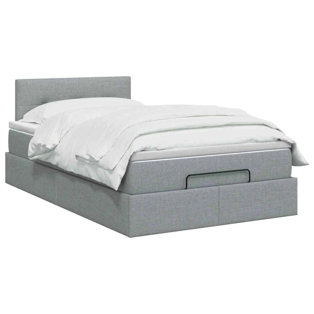 Letto Ottomano con Materasso e LED Grigio Chiaro 120 x 190 cm 3456891