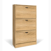 Scarpiera in Legno 3 Ante colore ROVERE NODATO Mobiletto 18 Paia 63x24x115H cm (CD101-RN)