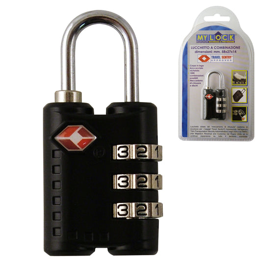 Lucchetto.Mylock.Tsa 3 Cifre Nero    301