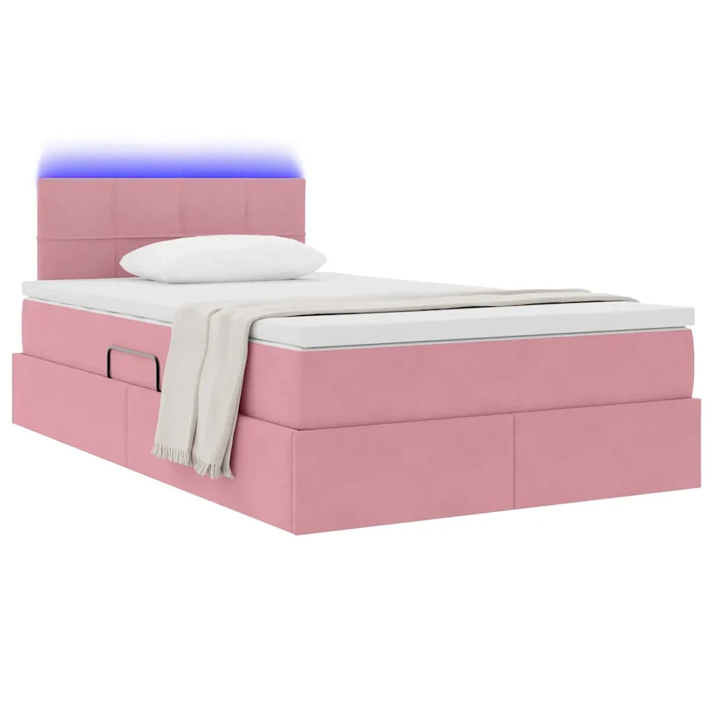 Letto con contenitore e LED con led Rosa 120 x 200 cm Velluto 3371390
