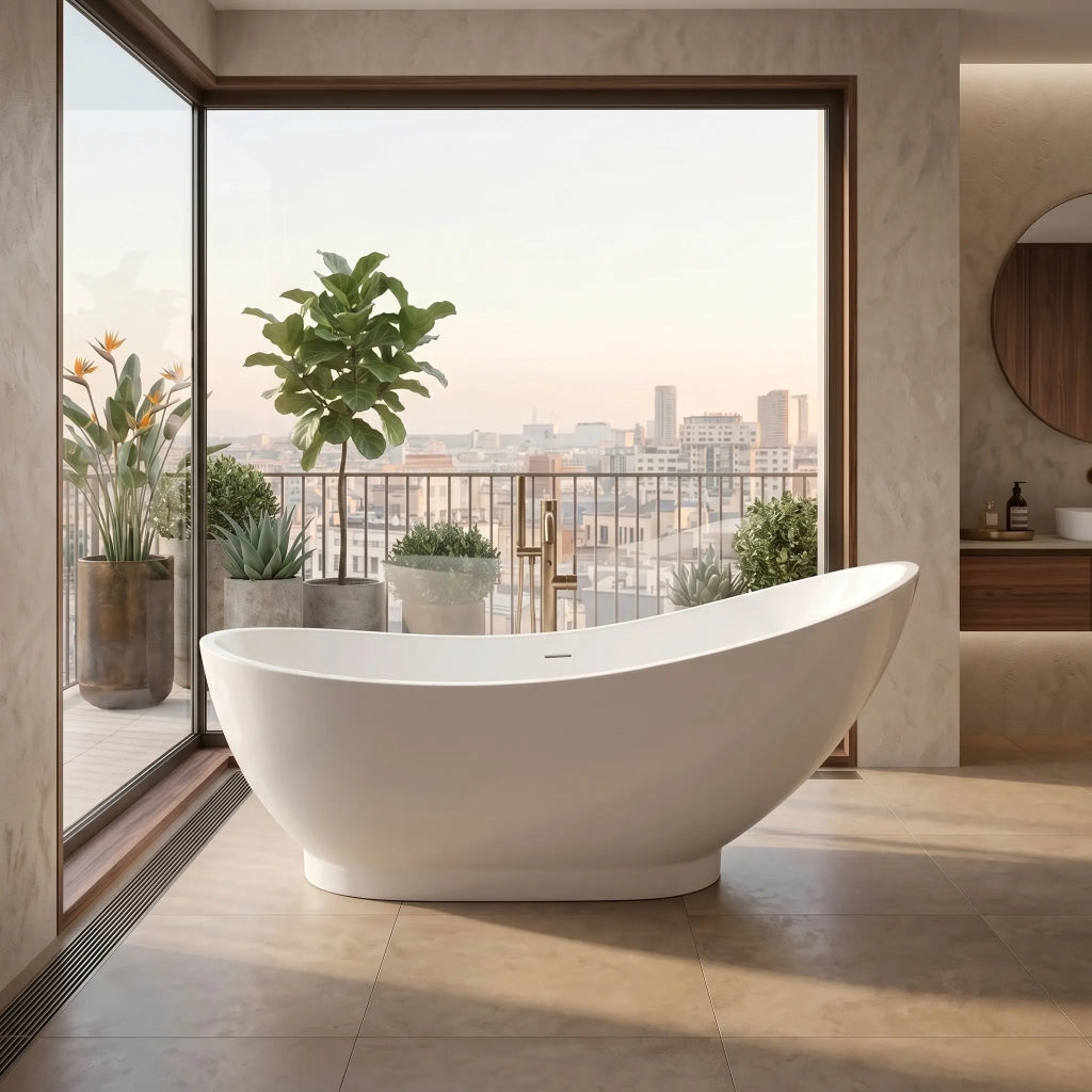 Vasca Da Bagno Freestanding Rea Sorento 180 Copritappo rame spazzolato