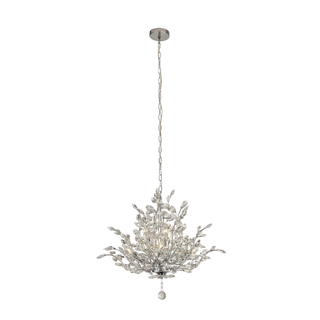 Lampadario Contemporaneo Mazzo Acciaio Cromo Vetro Trasparente 7 Luci E14