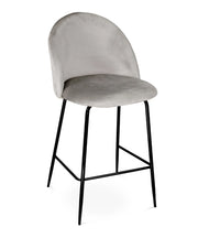 Sgabello cucina imbottito, sgabello alto in velluto tortora piede nero – Nicole - SG03NIPN