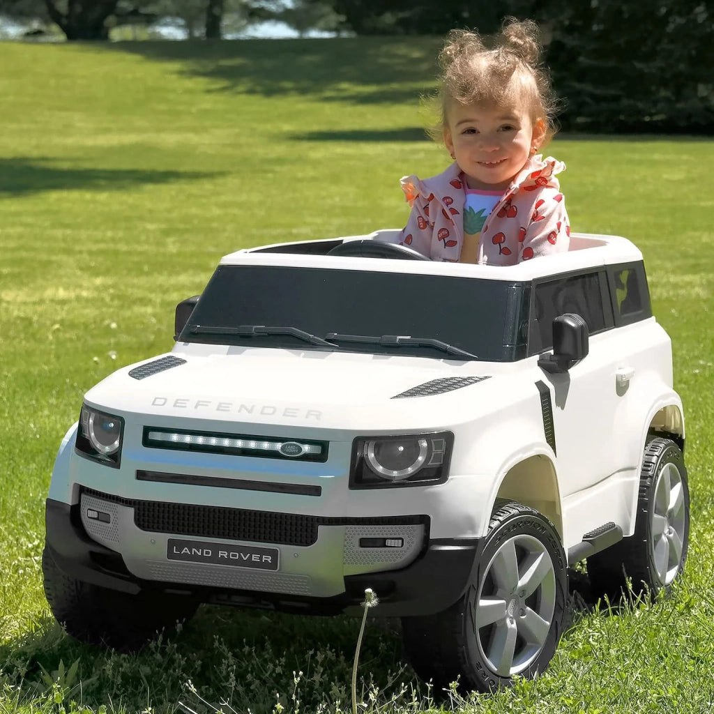 Macchina Elettrica per Bambini Licenza Ufficiale Land Rover Defender 12V 7Ah Bianco