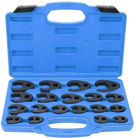 Kit di chiavi a flangia professionale 19 pezzi - Chiave a doppia testa - Chiave a stella - Chiave a mozzarelle - Adattabile - Dimensioni 8-32 mm