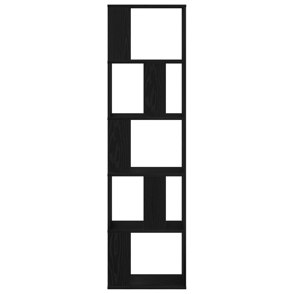 Libreria 5 ripiani Nero Rovere 45x23,5x162,5 cm Legno ingegnerizzato