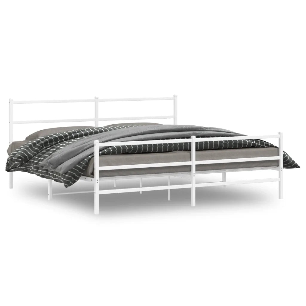 Giroletto con Testiera e Pediera-Struttura Letto Metallo Bianco 193x203 cm 277902