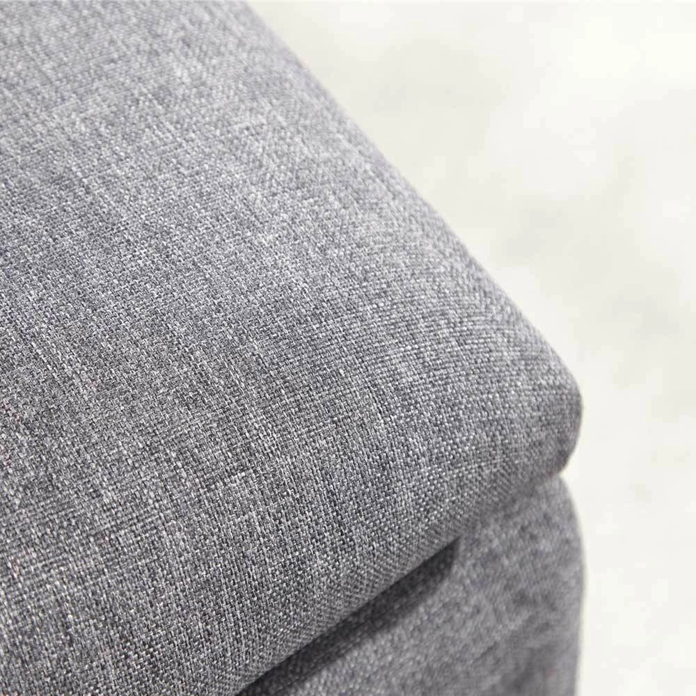 Cassapanca Pouf Contenitore Panca Sgabello Poggiapiedi in Tessuto Grigio Chiaro