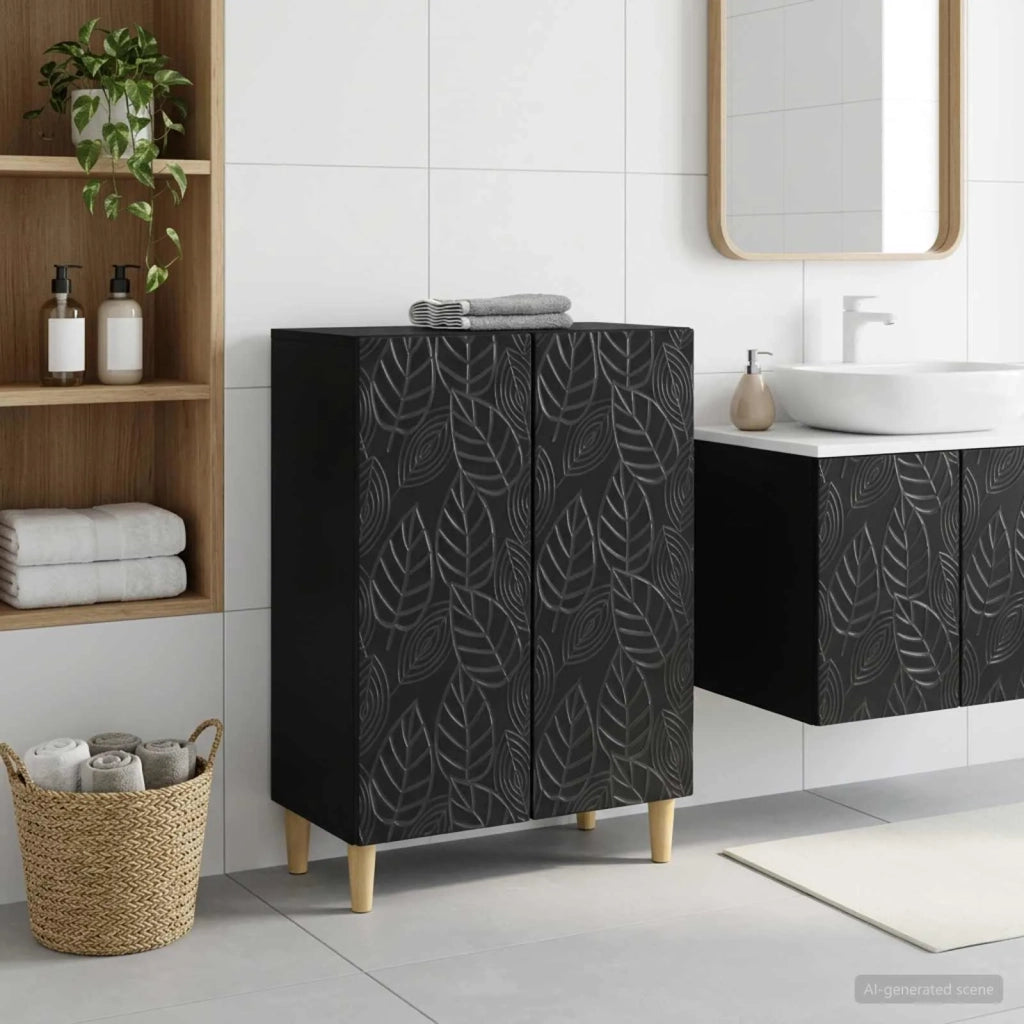 Mobiletto da Bagno DELFT Nero 59,5 x 31 x 80 cm 897056