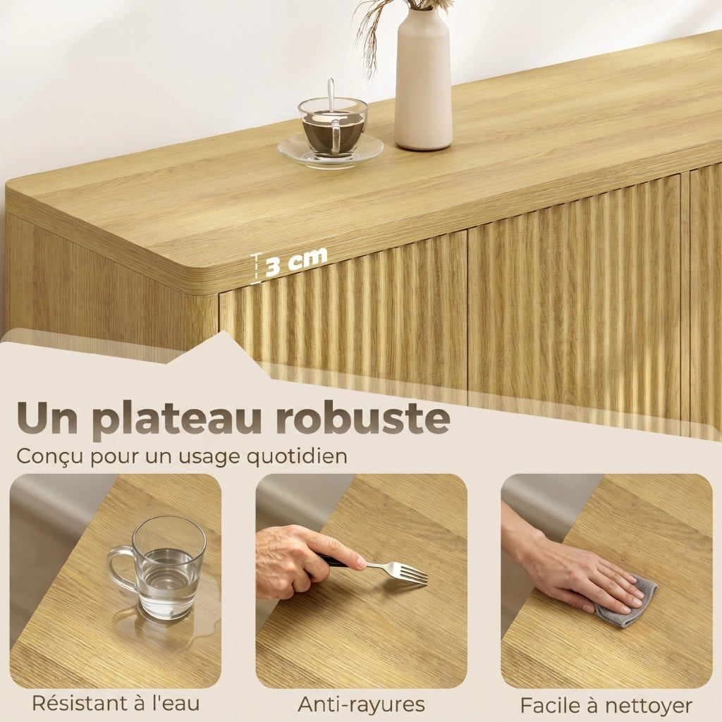 Mobile buffet con 4 ante ¨C Xylo ¨C Legno rovere, ripiani regolabili, 147x40x77cm