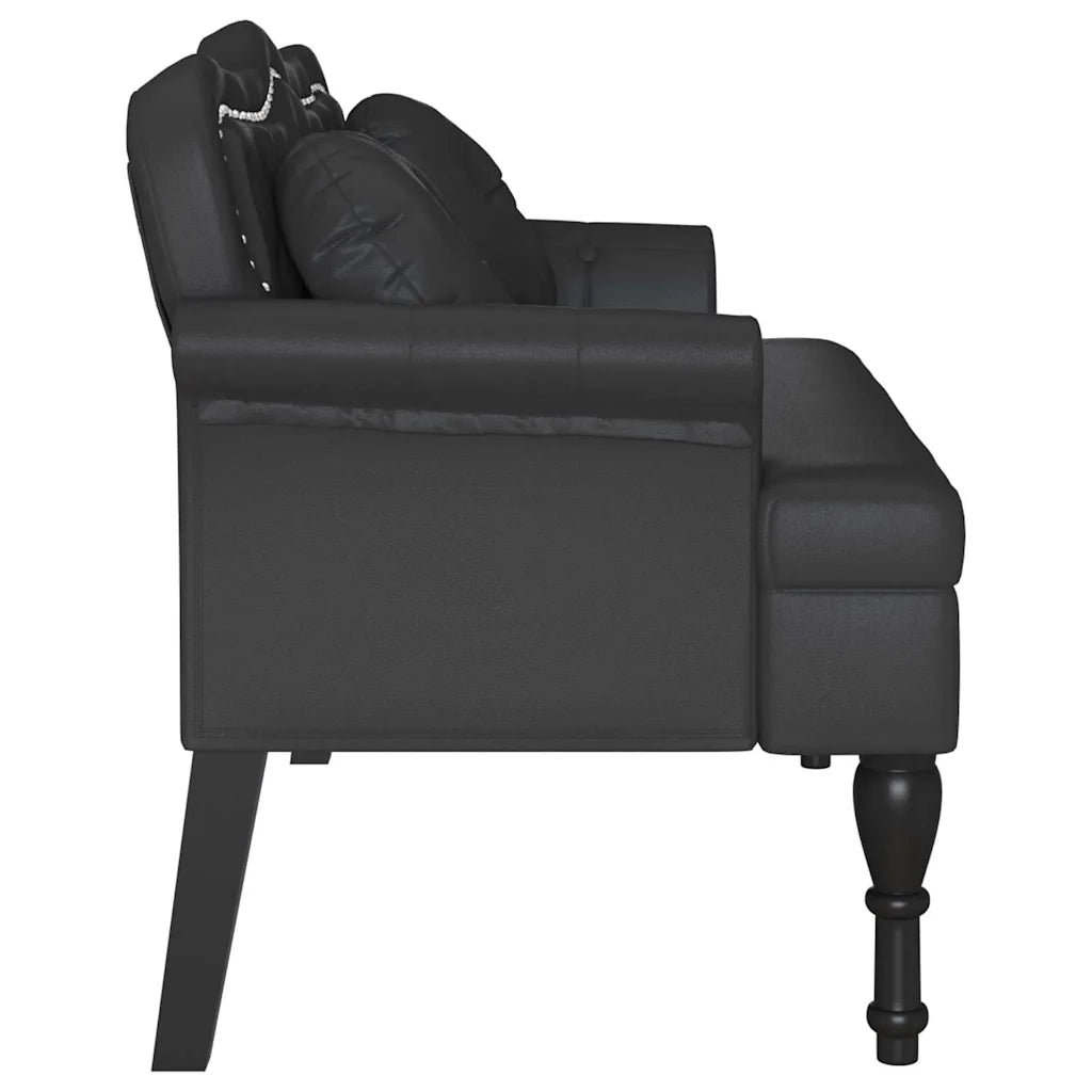 Panca Chesterfield Nero 120,5 x 65 x 75 cm Pelle Sintetica 42019284