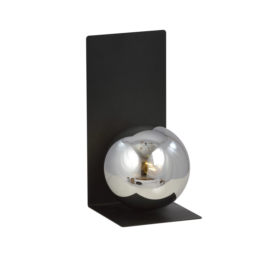 Applique Minimal 1 Luce Indiretta Agni Con Base In Acciaio Nero E Vetro Fumè