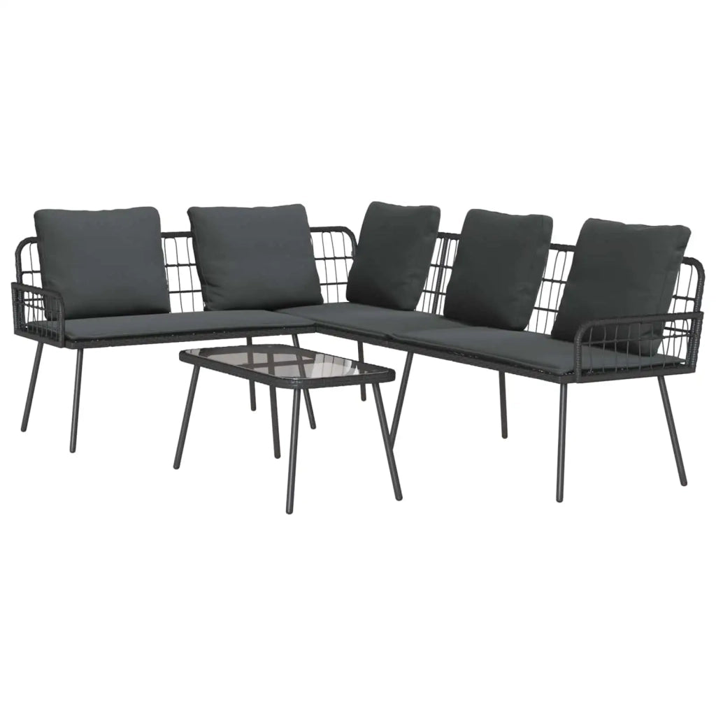 Set Divano da Giardino con cuscino 2 pcs Nero polyrattan 3328648