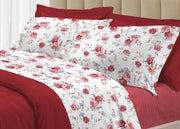 Completo Lenzuola Letto 100% Cotone Made Italy 3027 Disegno Sanderson - Matrimoniale - Rosso