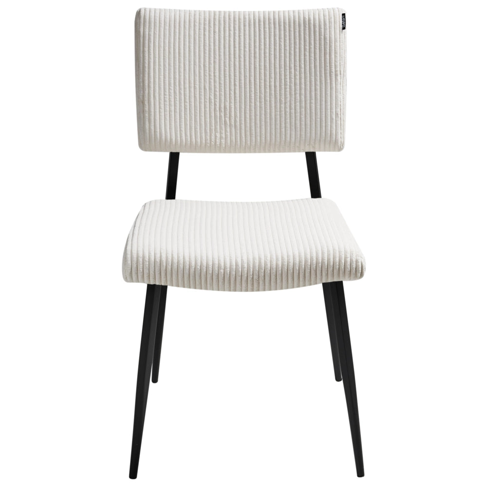 Set di 2 sedie da pranzo in velluto bianco sporco stile retrò seduta rotonda