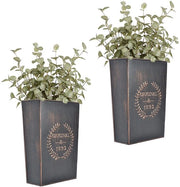 Decorazione per muro rurale, vaso da parete in metallo rustico, sacchetto per piante o fiori, per interni o esterni, decorazione per muro di fattoria, 2-pack