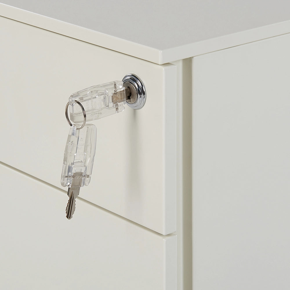 Mobiletto Ufficio Acciaio Nero con Ruote 3 Cassetti Chiusura a Chiave Design Industriale