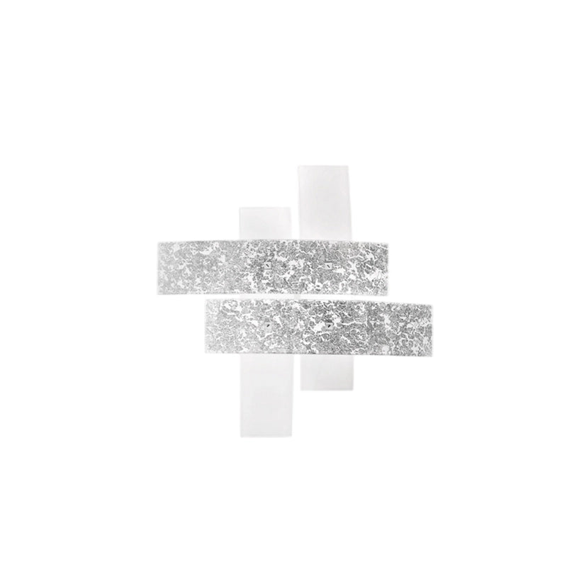 Plafoniera Lara media in vetro bianco con dettagli foglia argento 70x70cm, 2 luci E27, IP20, max 2x70W, stile moderno, lampadine escluse