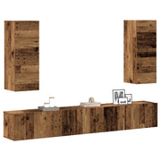 Set Mobile TV 4 pz-Set di 4 Credenza per TV Montato a Parete Legno Antico in Truciolato 380510