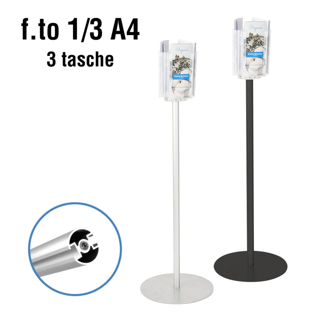 Porta depliant girevole 3 tasche 1/3 A4