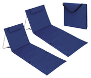 Coppia Materassino Da Spiaggia 2 Pezzi Pieghevole Leggero Portatile Tappetino Spiaggia Regolabile Con Schienale Reclinabile Tasca PortaOggetti Lettino Mare Campeggio  - BluTintaUnita