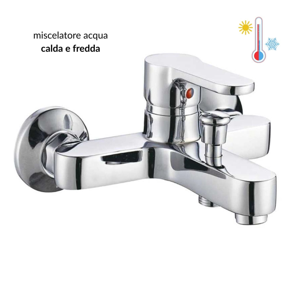 Miscelatore esterno vasca con deviatore rubinetto monocomando cromato *** finitura- cromo lucido, confezione 1