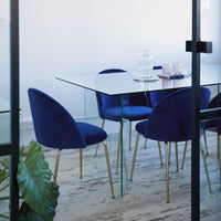 Set 4 Sedie Imbottite 49x52x79 cm in Velluto Blu e Oro