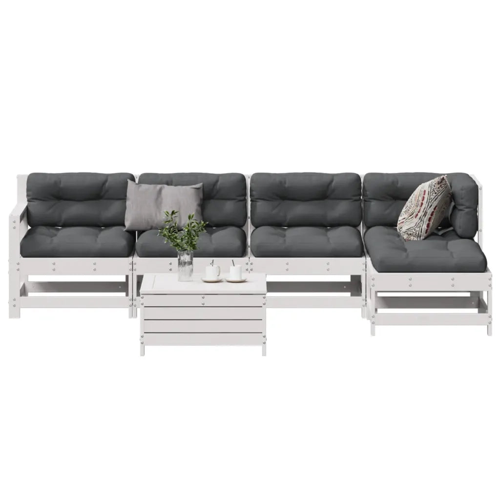 Set Salotto da Giardino 6 pz Bianco in Legno Massello di Pino 3250981