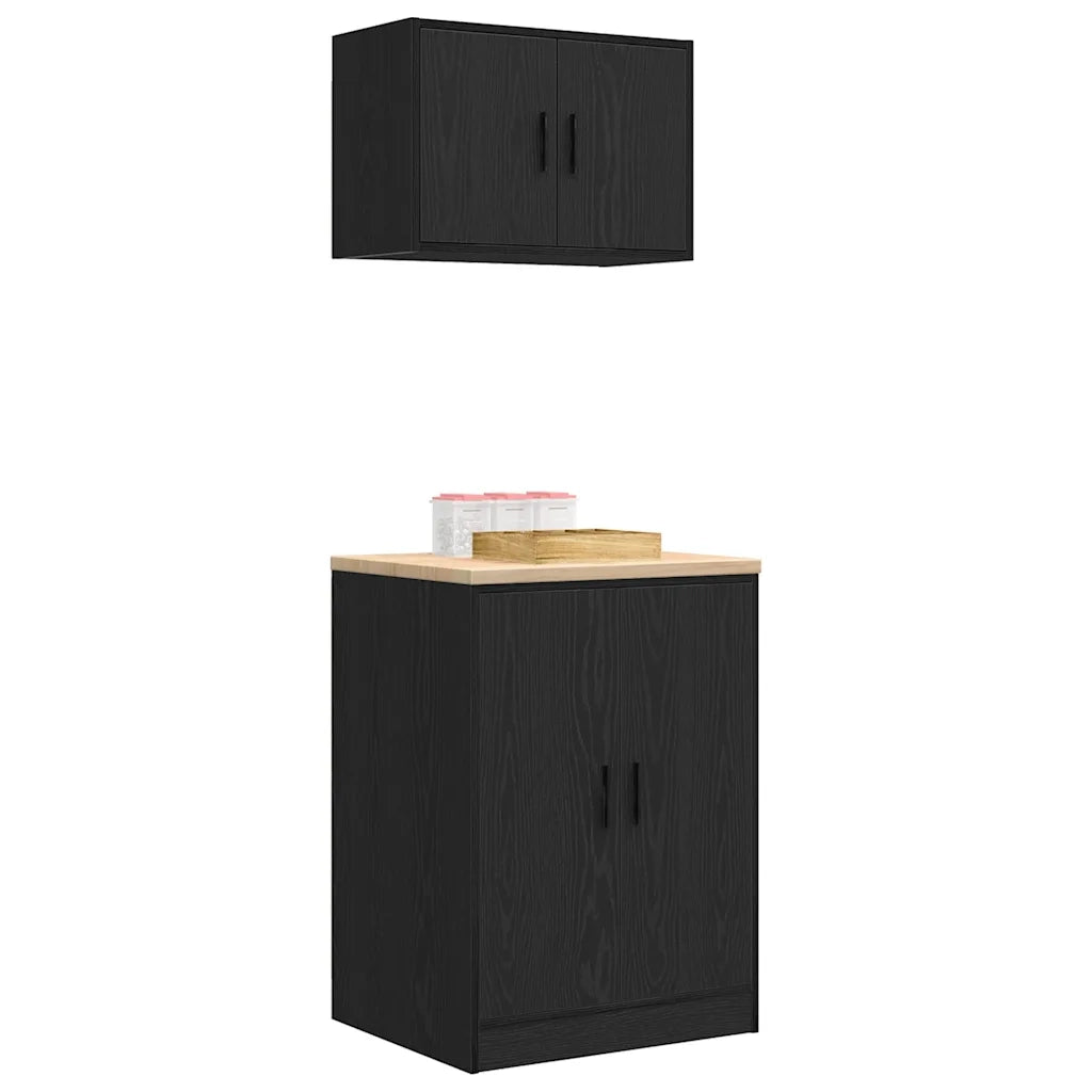 Armadi da Garage 2 pz Neri in Legno Multistrato 3328306