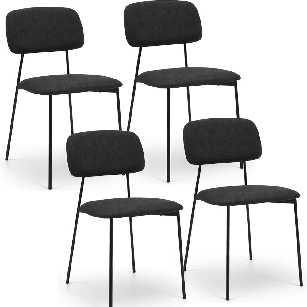 Set 4 Sedie Nere Parigi in Tessuto con Struttura in Metallo e Seduta Ergonomica